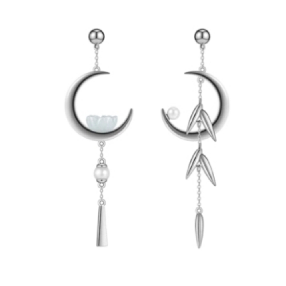 Beautiful Bamboo Leaves and Lotus Flower Earrings!